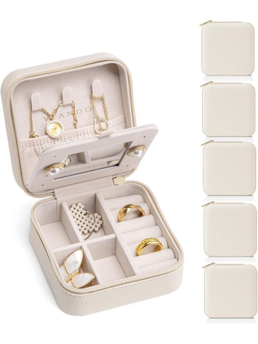 Travel Jewelry Case with Mirror | Stylish Organizer for Earrings & Accessories